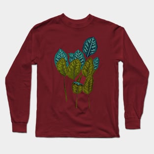 Calathea houseplant - Dark Red Long Sleeve T-Shirt